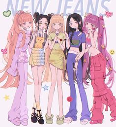 New Jeans Character, New Jeans Drawing, Newjeans Anime, New Jeans Makeup, New Jeans Aesthetic, Kpop Fan Art, Newjeans Fanart, Kawaii Posters, Drawing Kpop