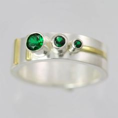 3 Stone Sequence Ring 14K (Emerald) Made to Order Modern Green Gemstone Stackable Rings, Modern Stackable Emerald Ring For Anniversary, Modern Green Stackable Rings, Modern Sterling Silver Emerald Ring For May Birthstone, Modern Gold Emerald Ring In Sterling Silver, Modern Sterling Silver Emerald Ring With Bezel Setting, Modern Sterling Silver Emerald Ring For Anniversary, Birthstone Jewelry Mothers, Ring Inspiration