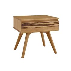 a small wooden table with two legs and a drawer on the top that is made out of wood