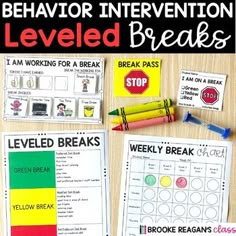 the behavior information leveled breaks are great for students to use in their homes or classroom