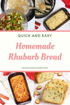 quick and easy homemade rhubarb bread recipe that is perfect for breakfast or brunch