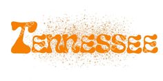 the word tennessee written in orange ink on a white background with sprinkles