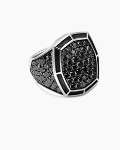 Streamline Signet Ring in Sterling Silver, 23mm Luxury Black Rings With Vs Clarity, Luxury Black Engraved Ring With Polished Finish, Luxury Sterling Silver Rings With Black Diamonds, Modern Formal Rings With Black Diamonds, Tuxedo Studs, Black Diamond Bands, Gold Signet Ring, Sterling Silver Rings Bands, Black Diamonds