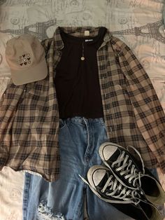 Fall Aesthetic Outfit, Flannel Outfits, Back To School Outfit, Downtown Outfits, Tomboy Fashion, 가을 패션, Really Cute Outfits, Outfit Inspo Fall