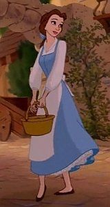 an animated image of a woman carrying a basket