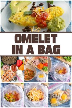 an omelet in a bag collage with pictures