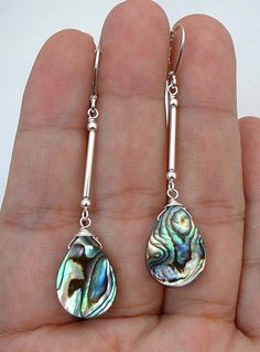 Chic Paua Abalone Sterling Silver Earrings - Leverback A0116 Rings Summer, Modern Silver Jewelry, Simple Silver Jewelry, Silver Jewelry Diy, German Silver Jewelry, Silver Jewellery Indian, Fine Silver Jewelry, Silver Jewelry Earrings