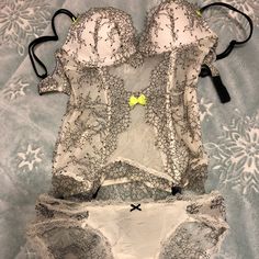 Vs Lace Lingerie With Matching Panties. Never Worn. Doesn’t Fit. Excellent Condition Size 34c White Sheer Bra For Party, Sheer White Party Bra, White Sheer Party Bra, White Underwire Bra For Night Out, White Victoria's Secret Bra For Party, Victoria's Secret White Party Bra, White Victoria's Secret Party Bra, Vs Lingerie, Lace Lingerie