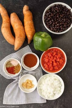 the ingredients to make this mexican dish are in bowls