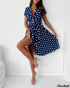 Olivia Mark - Polka Dot Button Front Dress Dot Print Dress, Button Front Dress, Online Fashion Stores, Polka Dot Print, Dot Print, Olivia Mark, Fashion Online Shop, I Dress, Print Dress