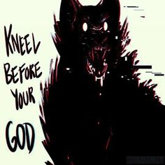 a black cat with the words kneel before your god