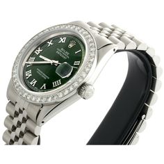 Mens Rolex 36mm DateJust Diamond Jubilee Watch Roman Numeral Green Dial 1.90 CT. - PreOwned - Walmart.com Classic Diamond Chronograph Watch For Anniversary, Classic Round Diamond Watch With Date Display, Classic Diamond Watch With Date Display, Mens Rolex, Rolex Men, Roman Numeral, Roman Numerals, Rolex, Green