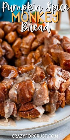 pumpkin spice monkey bread on a white plate