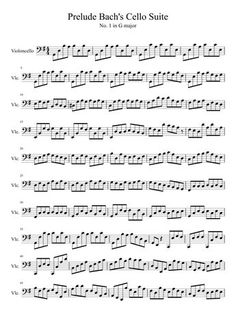 sheet music with the words'trouble bach's cello suite, vol 2 '