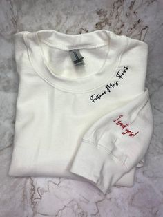 "Welcome to my store! Looking for a unique sweatshirt? These embroidered sweatshirts can be a fantastic choice for various occasions such as anniversaries, Mother's Day, Father's Day, Christmas Day,... gifts for your boyfriend or husband, or even as a memento for a special date in your relationship. Our Process is embroidery. How to order: -Select the shirt style, size and color. -Add to cart. Easy and simple. Material: -50% Cotton, 50% Polyester -All hoodies and crewneck sweatshirts are fleece Care instructions: -Machine cold wash, inside out, with like colors. Only non-chlorine bleach. -Tumble dry low. -Medium iron. Do not iron decoration. -Size chart is available in the listing photos. All measurements are approximate. Measurements may vary about 1\" less or more. -This listing is for o Mrs Hoodie, Fiance Sweatshirt, Mrs Sweatshirt, Unique Sweatshirt, Bride Shirt, Shower Bebe, I Said Yes, Future Mrs, Iron Decoration