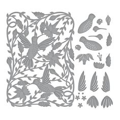 the crafter's workshop dies and stencil bundle featuring birds, leaves and flowers