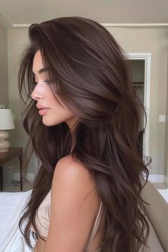 36 Stunning Espresso Brown Hair Color Hairstyles For Every Hair Length Deep Espresso Hair Color, Latte Brunette, Espresso Brown Hair Color, Espresso Brown Hair, Brown Sugar Hair, Hair Color Hairstyles, Espresso Hair, Rich Brunette Hair, Espresso Hair Color