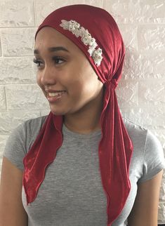 Elegant Red Fitted Headwrap, Elegant Adjustable Red Turban, Red One-size Headscarf In Headband Shape, Red One-size Headband Headscarf, Elegant Red Headscarf One Size, Red Head Scarf, Valentines Day Gifts For Friends, Turban Hijab, Ladies Head Scarf