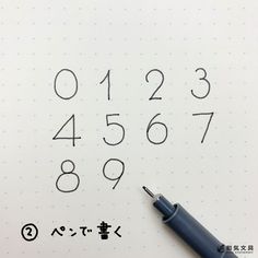 the numbers are written on a sheet of paper with a pen in front of it