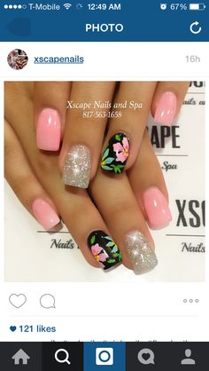 Nails Hawaii, Pinterest Nail Ideas, Nails Tropical, Island Nails, Simple Manicure, Hawaiian Nails, Hawaii Nails, Flower Hawaii, Nail Summer