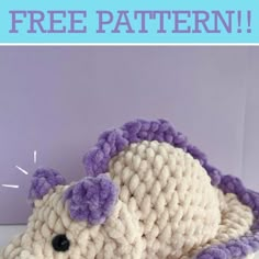 a crocheted stuffed animal with the words free pattern on it's side