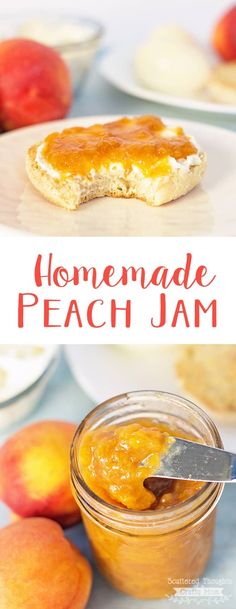 homemade peach jam in a glass jar