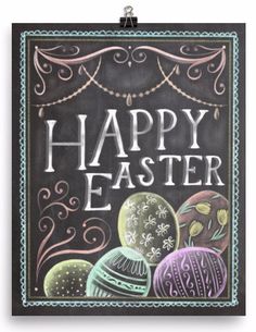 a chalkboard sign that says happy easter