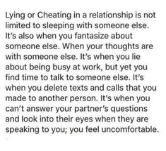 the text that says, lying or sleeping in a relationship is not limited to sleeping with someone else