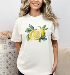 Lemon Shirt for Women Cottagecore Tshirt Botanical Fruit - Etsy Cottagecore Tshirt, Women Cottagecore, Lemon Shirt, T Shirt Aesthetic, Lemon Slice, Shirt For Women, Mom Gift, Dye T Shirt, Gift For Mom