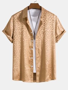 Material: PolyesterPackage included:1*Shirt. Beige Graphic Print Shirt For Summer, Beige Shirt With Graphic Print For Summer, Beige Printed Shirt With Relaxed Fit, Beige Collared Printed Top, Beige Printed Collared Top, European Men, Leopard Shirt, Simple Man, Simple Shirts