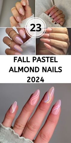 Fall Pastel Nails, Pastel Fall Nails, Pastel Almond Nails, Pastel Fall, Rainbow Ideas, Spring Nail Designs, October Nails, Halloween Nail Designs, Fall Nail Art