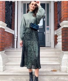 What to wear with sequin skirts Sequin Skirt Outfit Dressy, Sparkle Skirt Outfit, Midi Skirt Outfit Winter