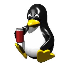 a cartoon penguin holding a red cup