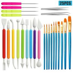 24 piece art painting tools set including brushes, paintbrushes, and other items