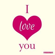 the words i love you written in pink on a white background with a large heart