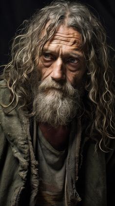 an old man with long hair and a beard