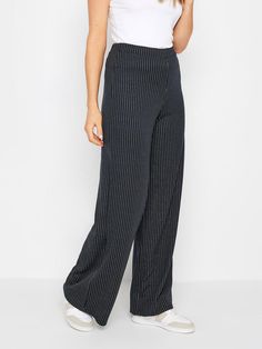 Long Tall Sally Tall Navy Pinstripe Wide Leg TrouserMaterial & CareMaterial Content: 95% Polyester 5% ElastaneWashing Instructions: Machine Washable Long Tall Sally, Pantalon Large, Wide Leg Trousers, 12 Months, 50 %, Wide Leg, Spain, Trousers, Navy