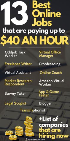 a poster with the words best online jobs that are paying up to $ 40 an hour