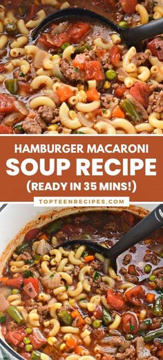 hamburger macaroni soup recipe is ready in just 3 mins and it's full of meaty ingredients