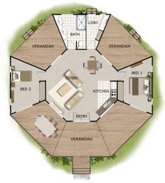 a floor plan for a small house with lots of space and furniture in the center