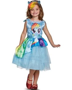 My Little Pony Rainbow Dash Classic Girls Costume – CostumeBox Australia Castle Decorations, Rainbow Dash Costume, Rainbow Hair Extensions, Toddler Costumes Girl, My Little Pony Rainbow Dash, Classic Halloween Costumes, My Little Pony Costume, Girls Ball Gown, Plus Size Costume