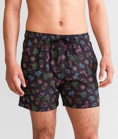 Maven Co-Op Tropical Neon Stretch Swim Trunks - Black Large/5 Inseam, Men's Black Unlined swim trunks 12 rise 5 inseam Side seam and back hook and latch pouch pockets Quick dry. 92% Polyester 8% Spandex. Machine wash cold water. Do not bleach. Hang dry. Do not iron.. MEN'S ACTIVE SIZE CONVERSION CHART Size XS S M L XL XXL Waist 26-28 28-30 31-33 34-36 38-40 42-44 *Conversion sizes may vary. Measurements based on size medium. Apparel & Accessories > Clothing > Swimwear Casual Black Bottoms For Pool, Casual Black Swimwear For Pool, Casual Black Swim Trunks For Pool, Black Summer Shorts For Water Sports, Summer Black Water Sports Shorts, Summer Water Sports Black Shorts, Black Beachwear Swim Trunks For Pool, Black Summer Swim Trunks For Surfing, Black Summer Bottoms For Water Sports