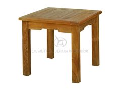 a small wooden table sitting on top of a white background