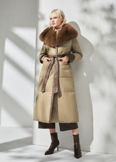 Stay warm and stylish with this luxurious fox fur collar mid-length coat! Crafted from genuine leather and down-filled for extra warmth, this coat is the perfect winter companion for chic ladies. Natural fox fur collar Genuine lamb leather Lined, with 90% goose down and 10% feather fill Front button closure with a belt Front flap pockets Women's winter outerwear Item #310245 Size info XS=US2=UK6=EU32 S=US4-6=UK8-10=EU34-36 M=US8-10=UK12-14=EU38-40 ★★ It would be helpful if you provided your heig Outerwear Women Winter, Winter Outerwear, Fox Fur, Fur Collars, Winter Women, Mid Length, Stay Warm, Duvet, Fox