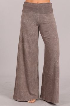 Another Fabulous Creation From Chatoyant! Soft and stretchy mineral wash wide leg pants with a wide fold-over waistband for comfort and support. Casual design in a relaxed fit, appealing on all body types for all day comfort (loungewear, everyday wear, travel, yoga, etc). Each item is hand-dyed for its unique character and american vintage laundered look,should expect variations in color and finishing. Stay Sexy! Fabric USA made Cotton/Spandex 95/5 Jersey Proudly made in the USA Tan Leggings, Wide Leg Palazzo Pants, Workout Fits, Current Styles, Casual Design, Palazzo Pants, Dream Clothes, Yoga Clothes, Fashion Inspo Outfits