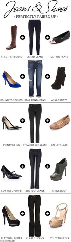 Jeans  Shoes Guide - Perfectly Paired Up Street Mode, Weekend Mode, Pointy Heels, Mode Tips, Mode Jeans, Snow Boot, Moda Plus Size, Shoes With Jeans