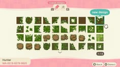 an animal crossing game with lots of green plants and animals on the map, including hedges