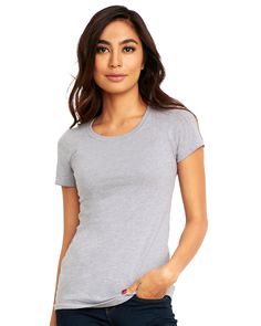 Ladies' Ideal T-Shirt - HEATHER GRAY - S | Next Level Women's Ideal T-Shirt in Heather Grey Size Small | 60% combed ring spun cotton, 40% polyester Coach Shirts, Farmer Shirt, Handmade Shirts, Screen Printing Shirts, Gym Shirts, Mama Shirt, Sleeves (women), Grey Women, Knit Set