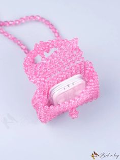 BirdinBag - Compact Beaded Satchel: Stylish and Versatile Adjustable Beaded Rectangular Bags, Adjustable Rectangular Beaded Bags, Pink Details, Bag Bag, Anti Theft, Square Bag, Baby Pink, Top Handle, Satchel