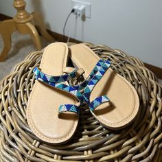 Nwot Splendid Toe Strap Sandals. Gorgeous Blue, Purple, And White Beading. Size 7.5, True To Size Blue Beaded Adjustable Sandals, Flat Synthetic Sandals With Beaded Details, Blue Beaded Open Toe Sandals, Blue Beaded Sandals For Vacation, Beaded Open Toe Synthetic Sandals, Blue Beaded Sandals For Beach, Beaded Synthetic Open Toe Sandals, Summer Beaded Synthetic Sandals, Beaded Strap